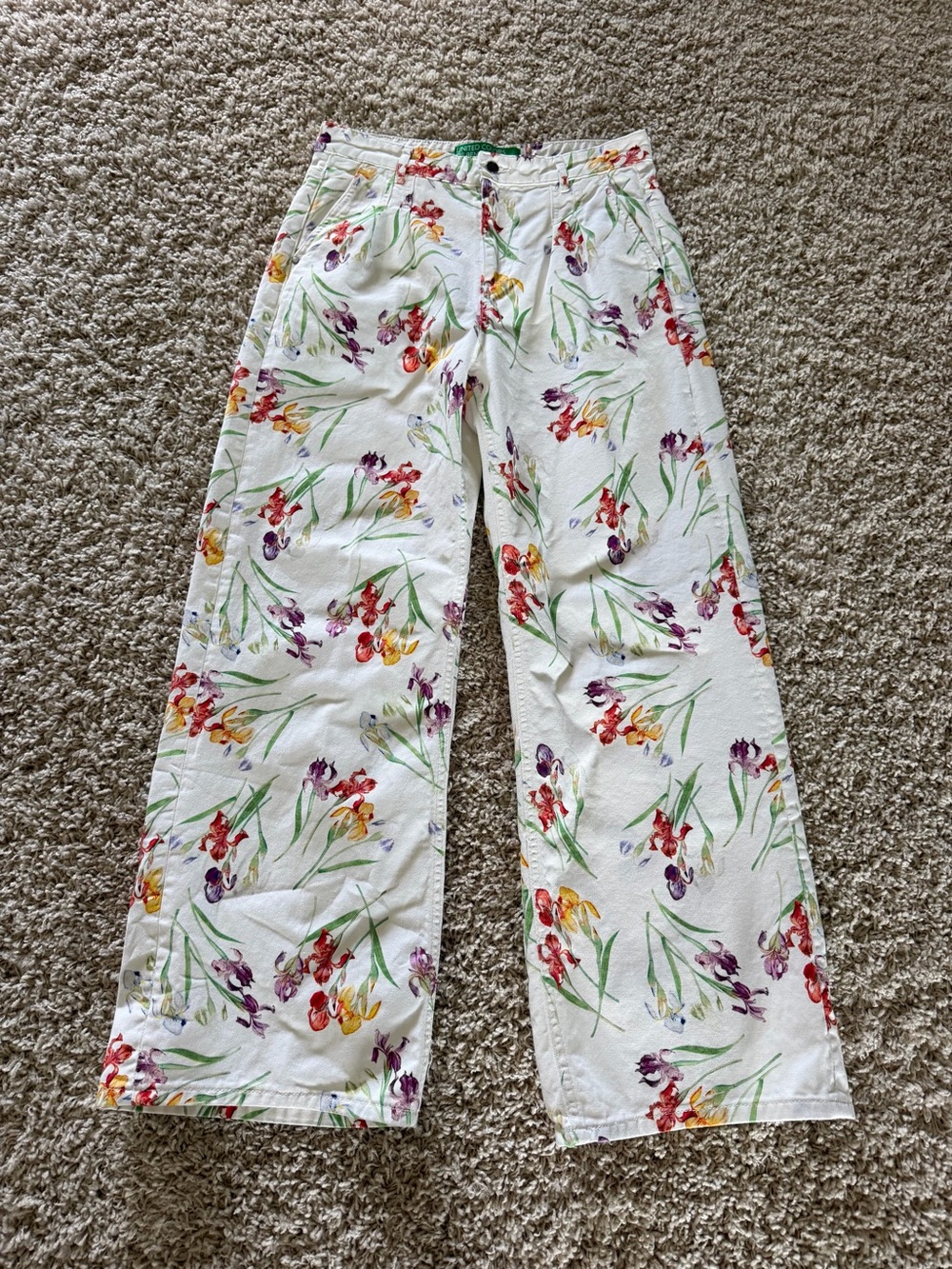 Vintage United Colors of Benetton Floral Wide-Leg Trousers - IT 44 / US 8